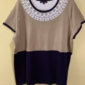 Anne Klein Beaded tailored blouse 3 X large